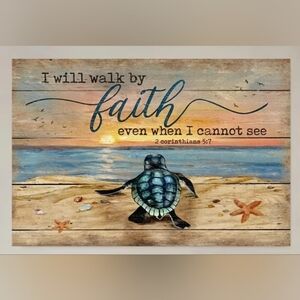 Turtle on Beach Canvas Art Print